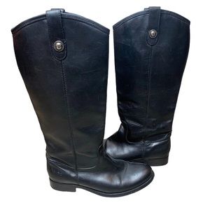 FRYE Melissa Button Leather Riding Boots Black 7.5